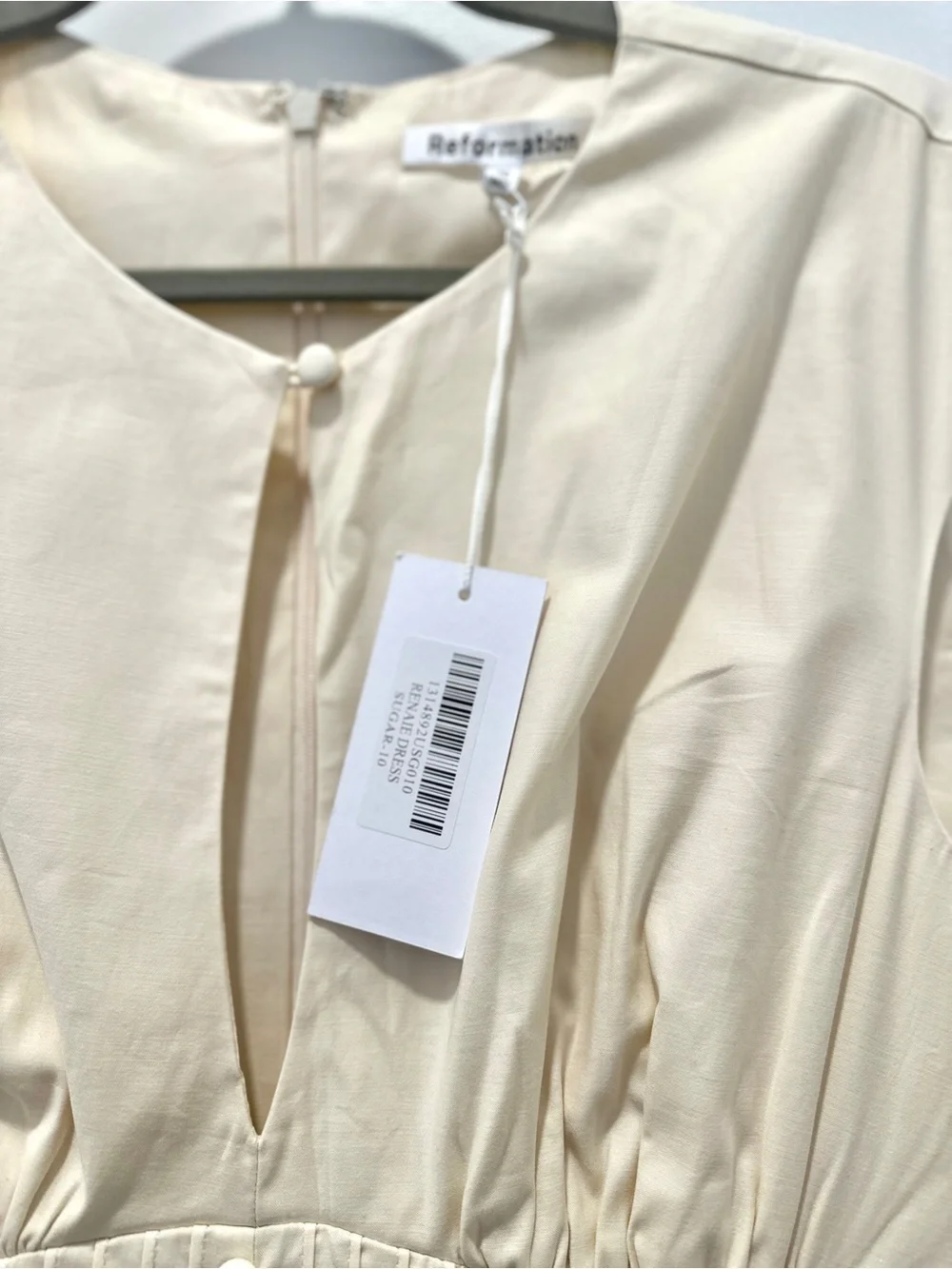 NWT Reformation Renaie Midi Dress Cream Size 10 Cotton Sleeveless Summer Organic - Picture 6 of 10